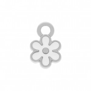 Pingente Flor Níquel com Branco 13mm