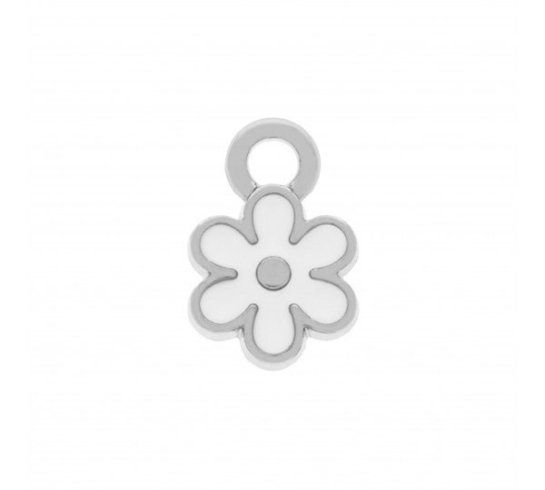 Pingente Flor Níquel com Branco 13mm