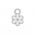 Pingente Flor Níquel com Branco 13mm