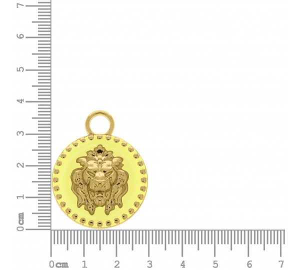 Pingente Leão Ouro com Amarelo 37mm