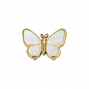 Passador Borboleta Ouro com Glitter Prata 19mm