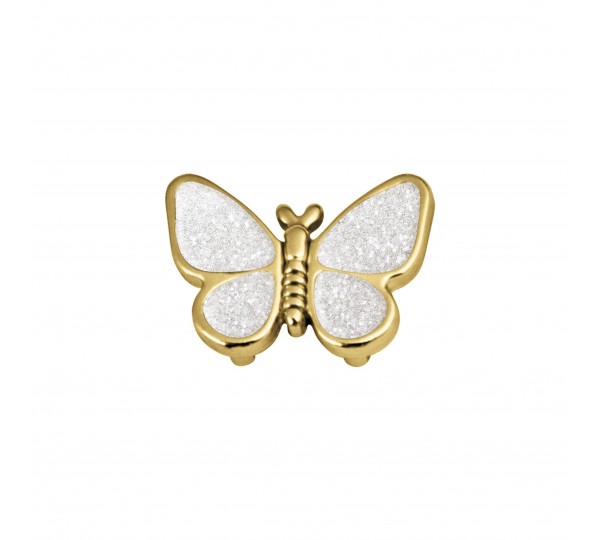 Passador Borboleta Ouro com Glitter Prata 19mm