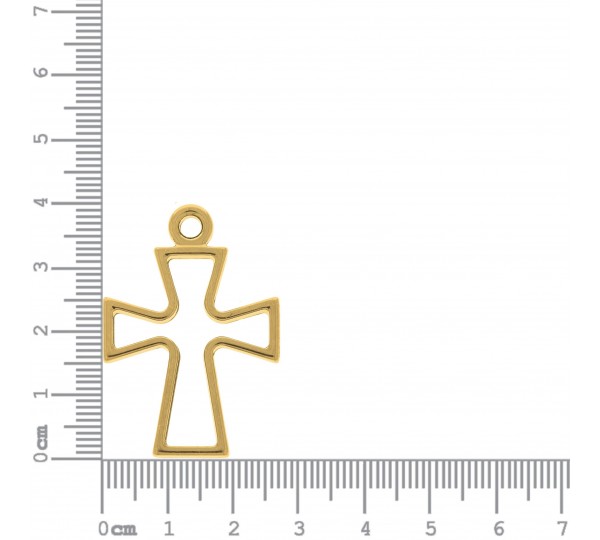 Pingente Cruz Vazada Ouro 40mm
