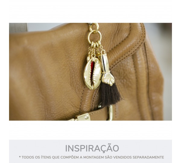 Pingente Búzio Ouro com Branco 46mm