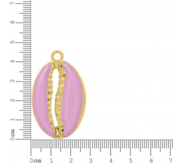 Pingente Búzio Ouro com Rosa Claro 46mm