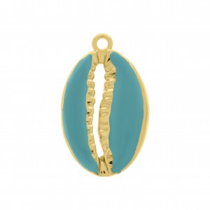 Pingente Búzio Ouro com Resina Azul Tiffany 46mm