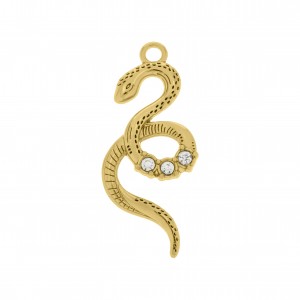 Pingente Cobra Ouro com Strass 38mm