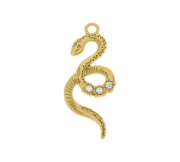 Pingente Cobra Ouro com Strass 38mm