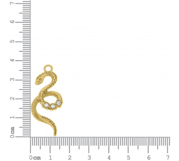Pingente Cobra Ouro com Strass 38mm