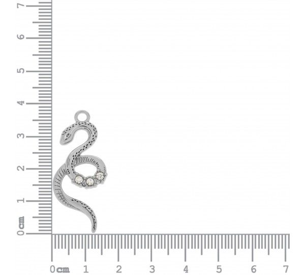 Pingente Cobra Níquel com Strass 38mm