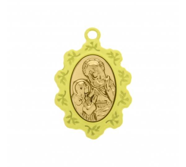 Pingente Medalha Santa Ana Amarelo com Ouro 34mm