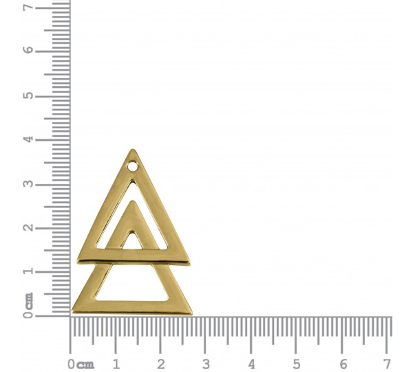 Pingente Triângulo Duplo Ouro 38mm