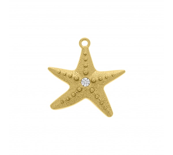 Pingente Estrela-do-Mar Ouro com Strass 38mm