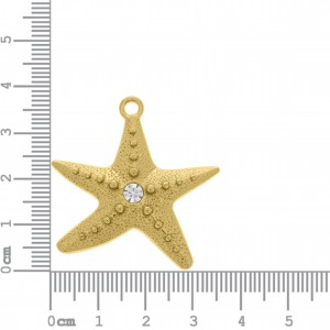 Pingente Estrela-do-Mar Ouro com Strass 38mm