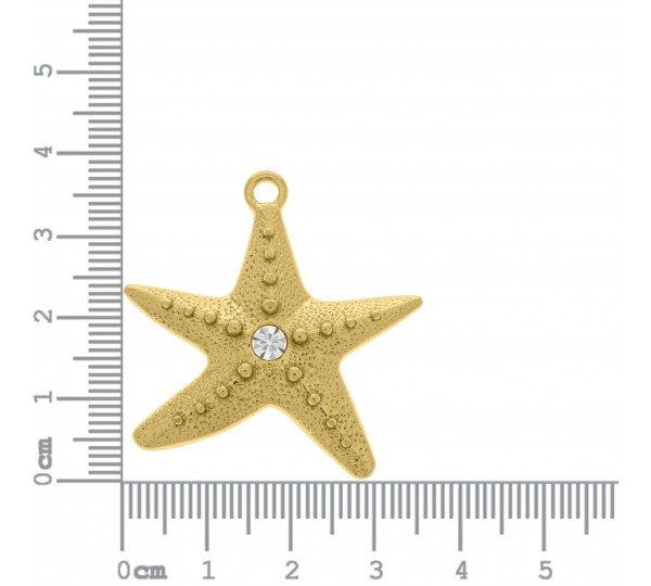 Pingente Estrela-do-Mar Ouro com Strass 38mm