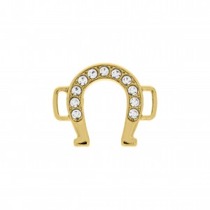 Passa Tira Ferradura Ouro com Strass 25mm