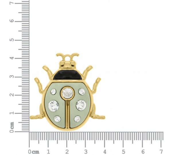 Pingente Joaninha Ouro com Verde e Strass 43mm