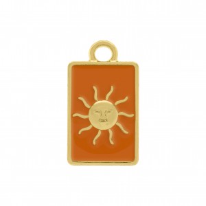 Pingente Sol Ouro com Laranja 21mm