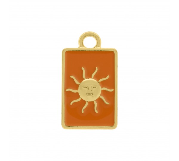 Pingente Sol Ouro com Laranja 21mm