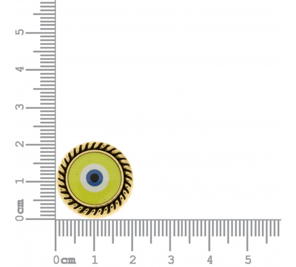 Passador Redondo Olho Grego Ouro com Amarelo 21mm