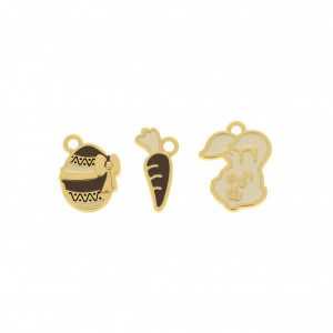 Conjunto Pingentes Páscoa Ouro com Resina Colorida