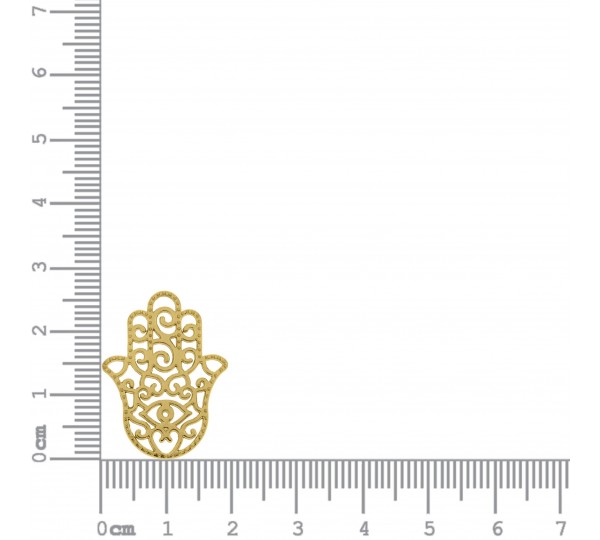 Pingente Vazado Mão de Fátima Ouro 26mm
