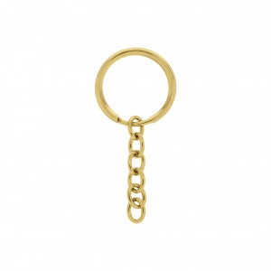 Argola para Chaveiro com Corrente Ouro 25mm