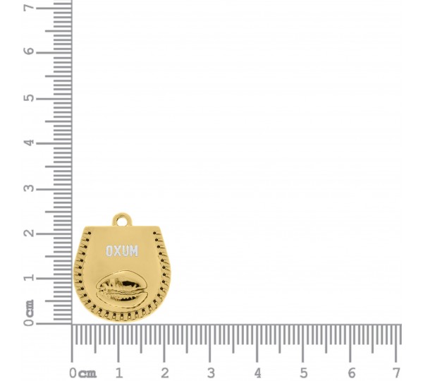 Pingente Medalha Oxum com Búzio Ouro 25mm