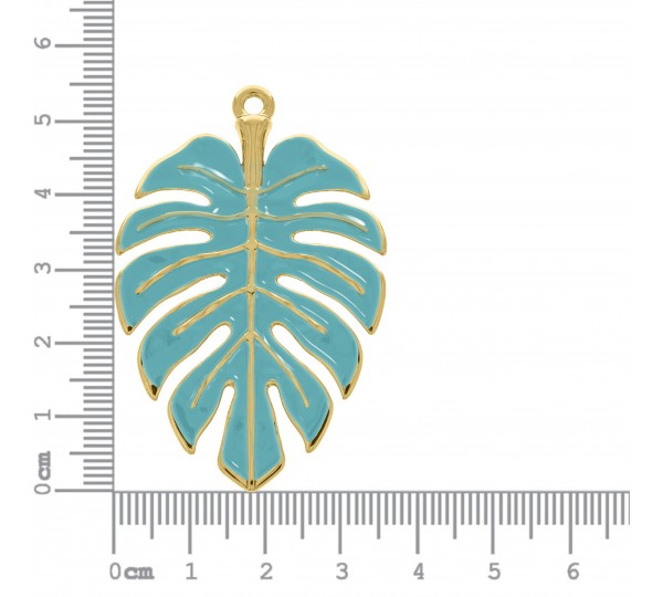 Pingente Costela de Adão Ouro com Azul 54mm