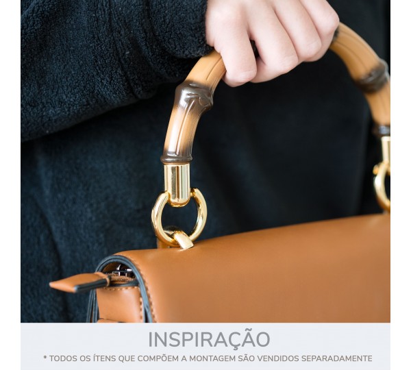 Alça para Bolsa Bambu com Ponteira Ouro 170mm