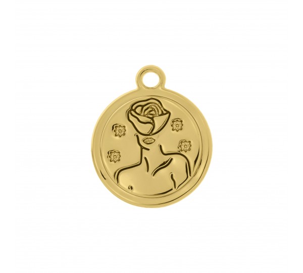 Pingente Medalha Mulher Ouro 24mm