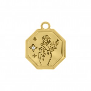 Pingente Medalha Seja Luz Ouro 24mm