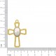 Pingente Cruz Vazada Ouro com Pedra Pérola 42mm