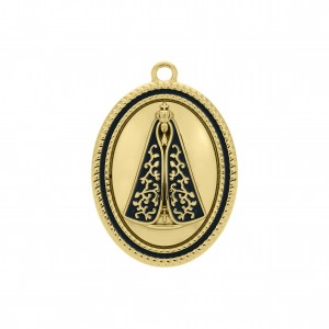 Pingente Nossa Senhora Aparecida Ouro com Azul 38mm