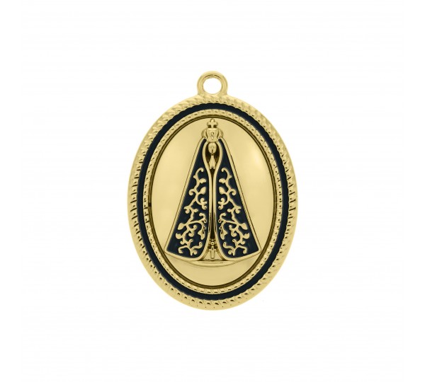 Pingente Nossa Senhora Aparecida Ouro com Azul 38mm