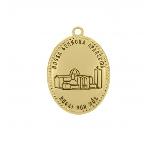Pingente Nossa Senhora Aparecida Ouro com Azul 38mm