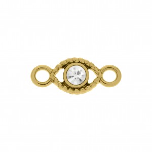 Pingente Olho Ouro com Strass Cristal 19mm
