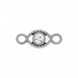 Pingente Olho Níquel com Strass Cristal 19mm