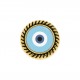 Passador Redondo Olho Grego Ouro com Azul Claro 21mm