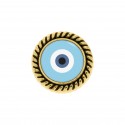 Passador Redondo Olho Grego Ouro com Azul Claro 21mm