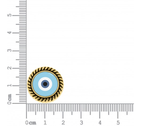 Passador Redondo Olho Grego Ouro com Azul Claro 21mm
