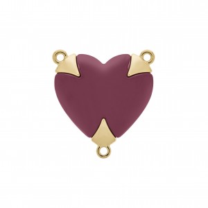 Entremeio Terço Coração Rosa com Ouro 31mm