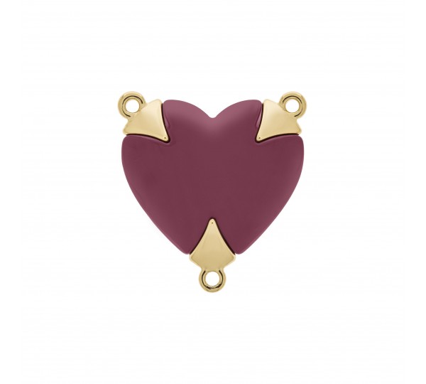 Entremeio Terço Coração Rosa com Ouro 31mm