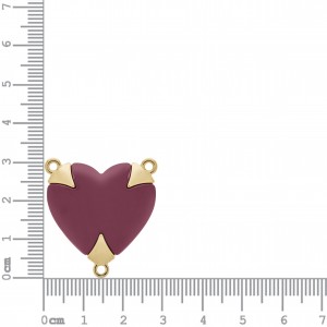 Entremeio Terço Coração Rosa com Ouro 31mm