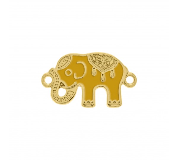 Pingente Elefante Ouro com Mostarda 37mm