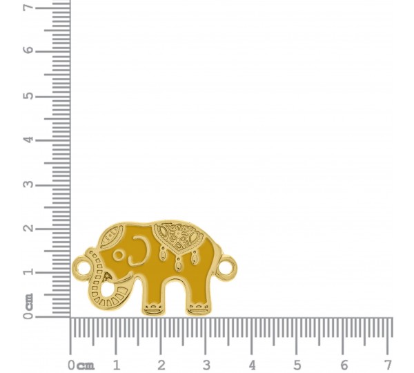 Pingente Elefante Ouro com Mostarda 37mm