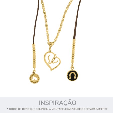 Pingente Ferradura Dourado com Amarelo Queimado 18mm