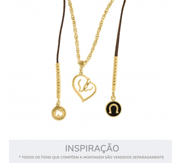 Pingente Ferradura Ouro com Laranja 18mm