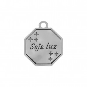 Pingente Medalha Seja Luz Níquel 24mm