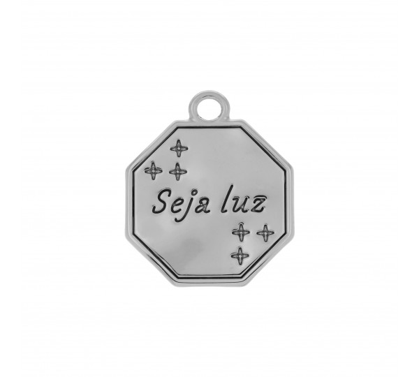 Pingente Medalha Seja Luz Níquel 24mm